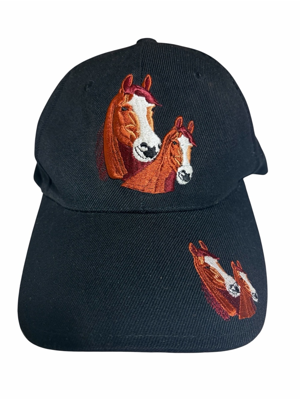 Horse Hat Ball Cap Black Equestrian Cowgirl English Western Dressage